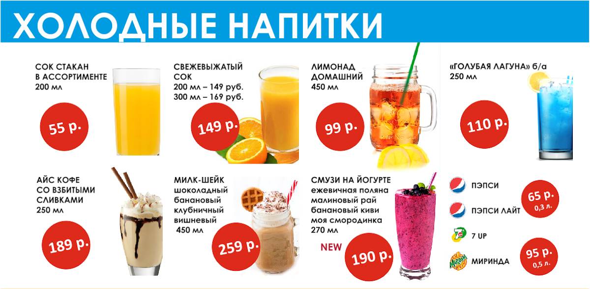 Семейное кафе Полёт меню