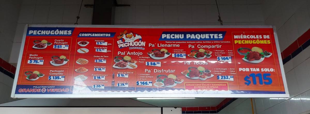 Pollo Pechugón Restaurante меню