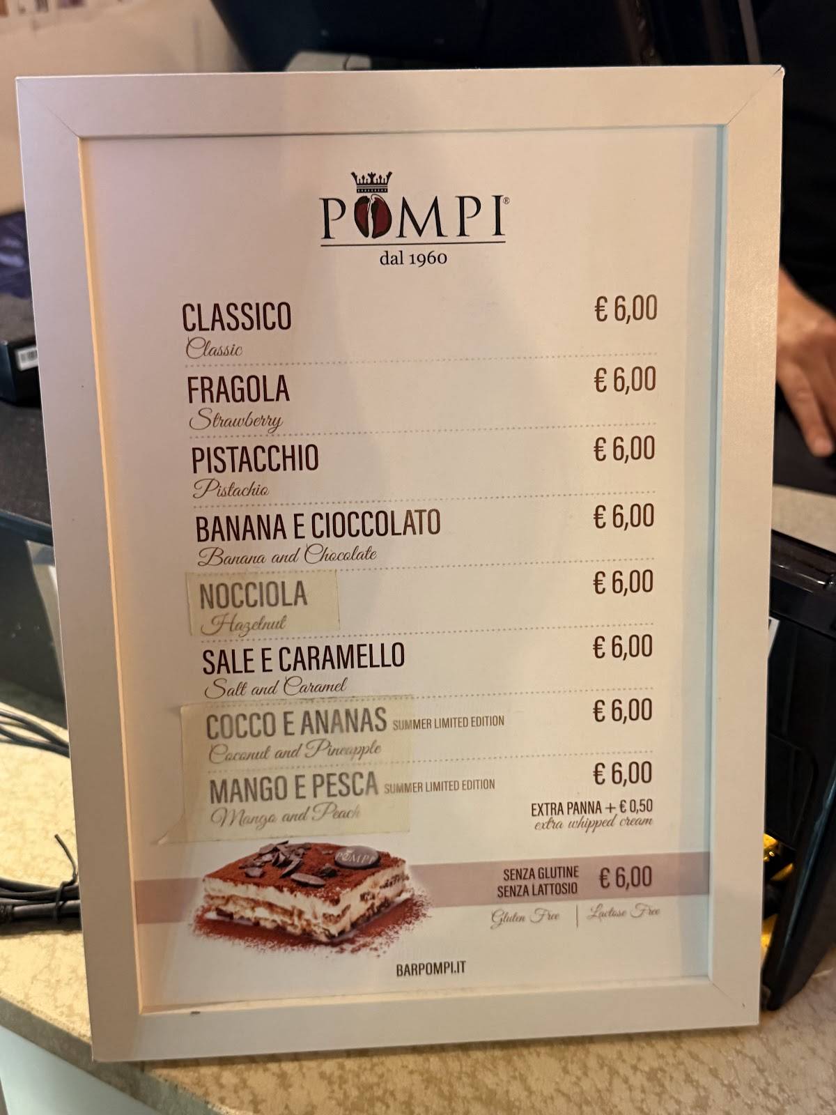 Pompi Trevi меню
