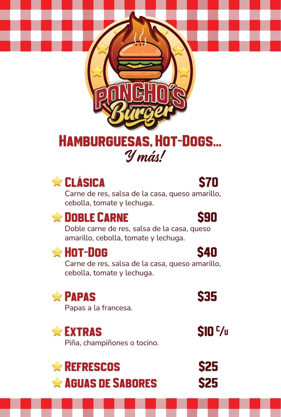 Poncho's Burger меню