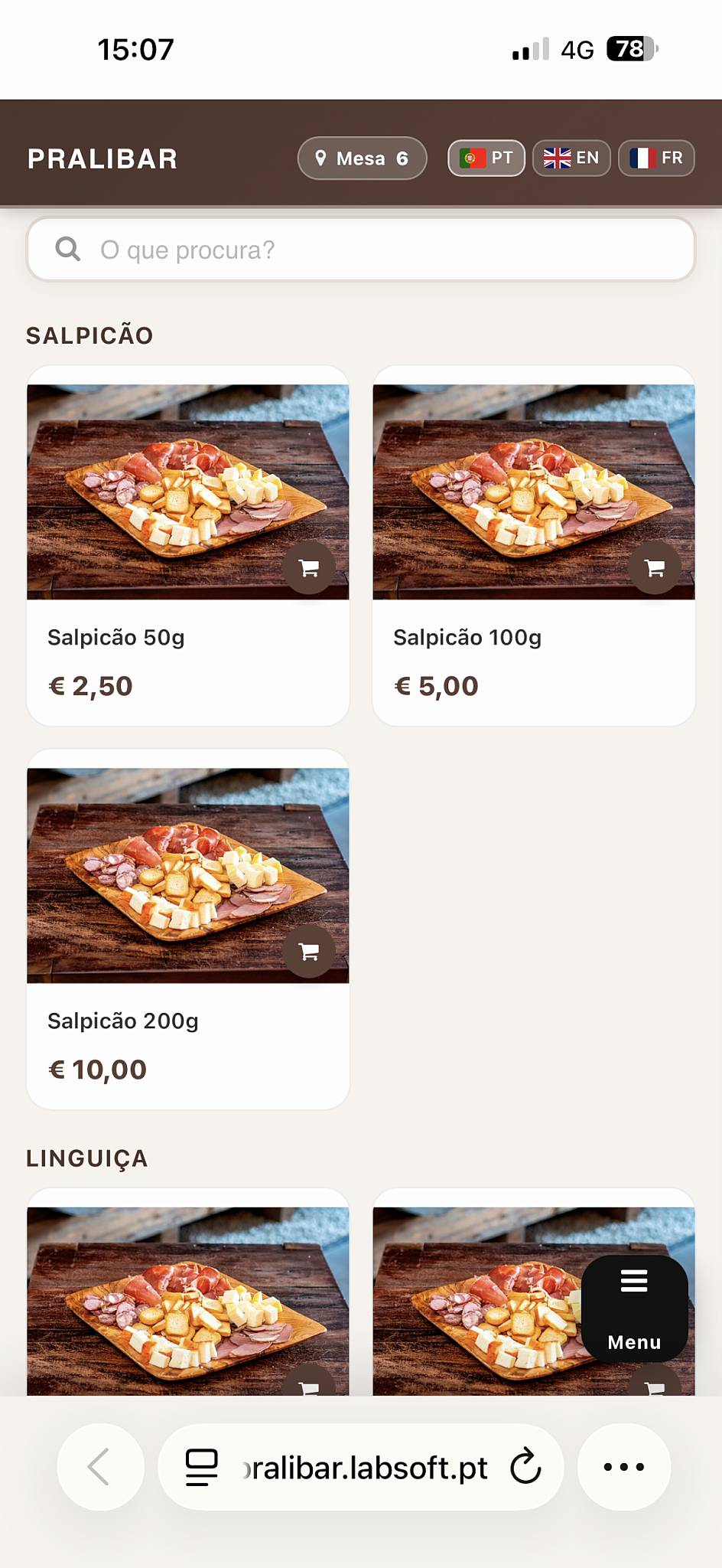 Pra Li Bar меню
