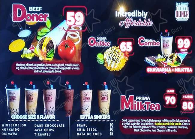 Prima Doner меню