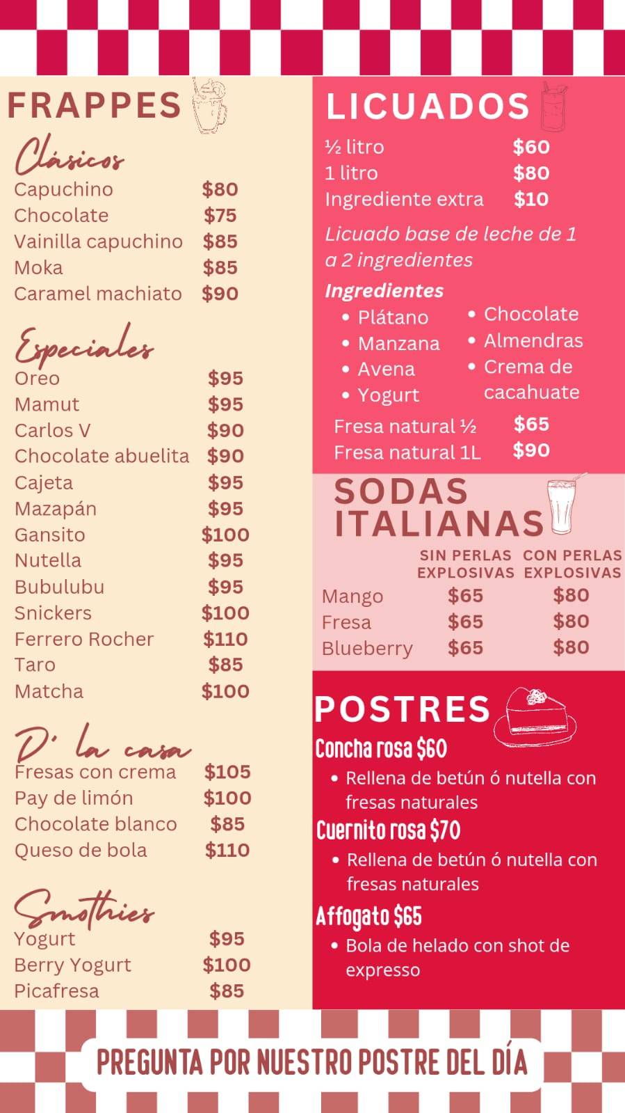 Expresso Rosa меню