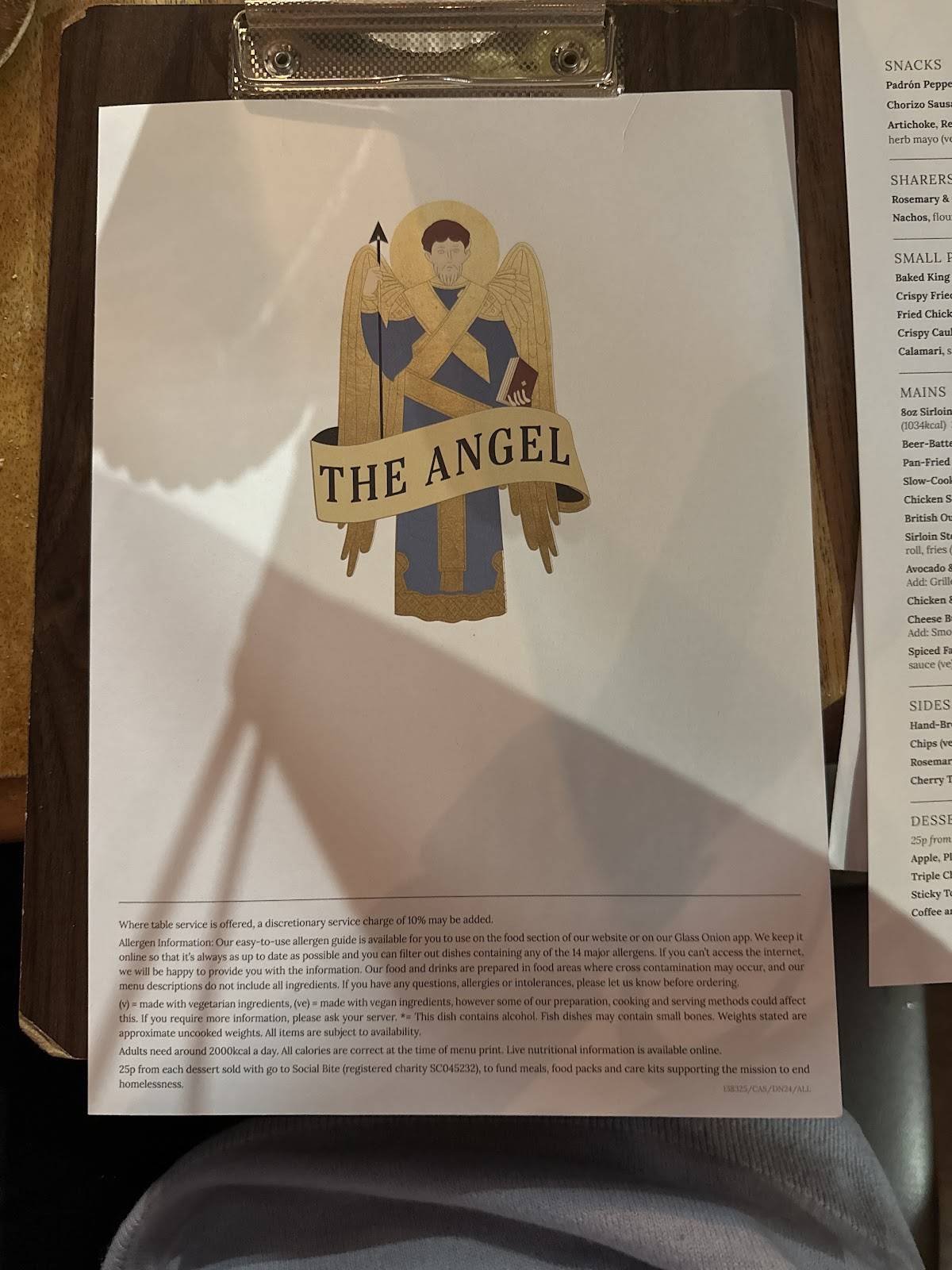 Angel London Ec1 меню