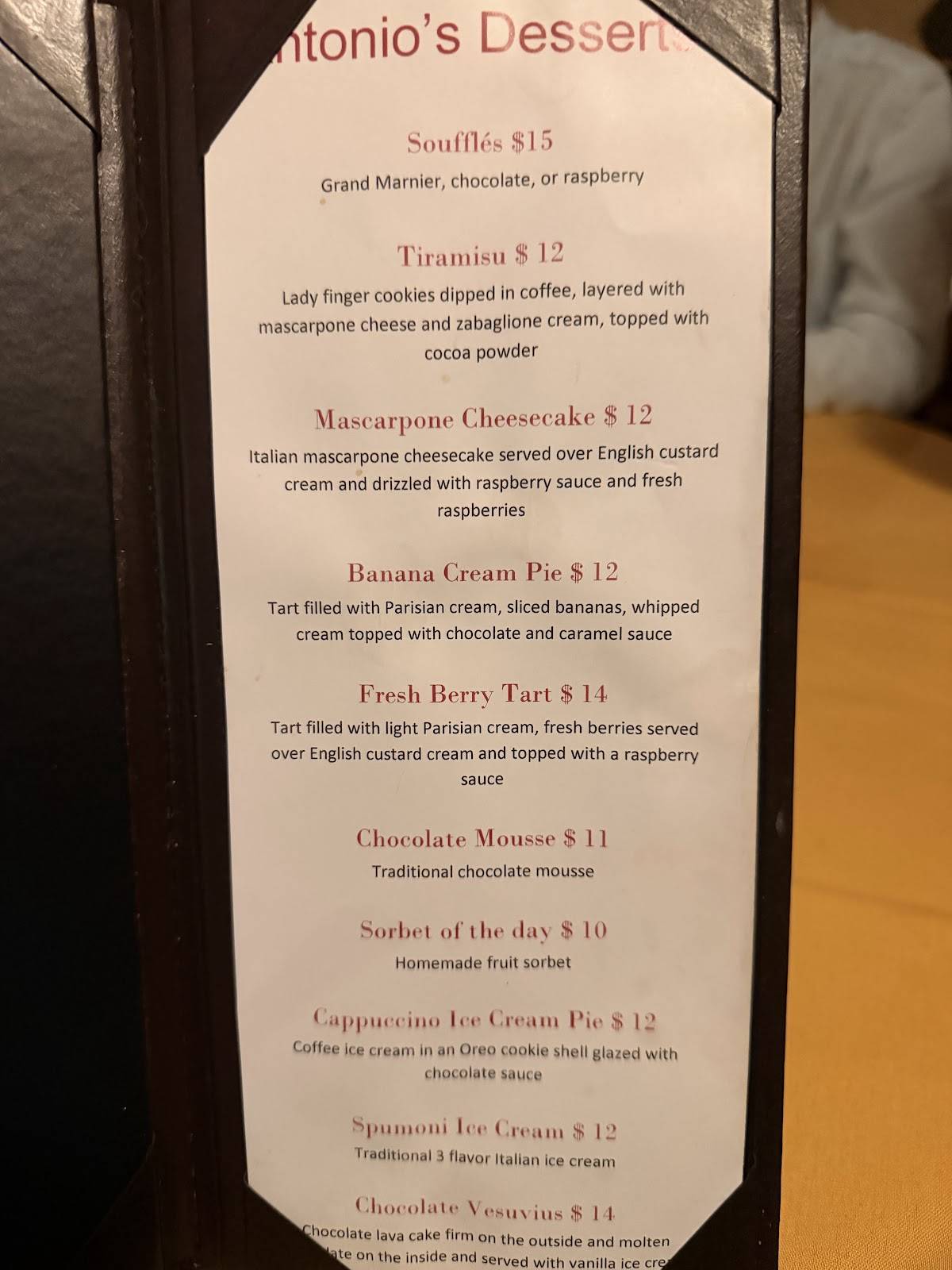 Antonio Ristorante меню