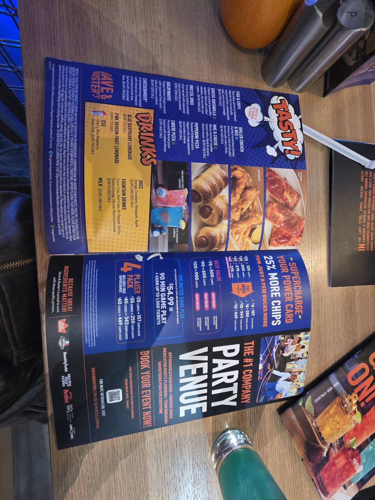 Dave & Buster's Reno меню
