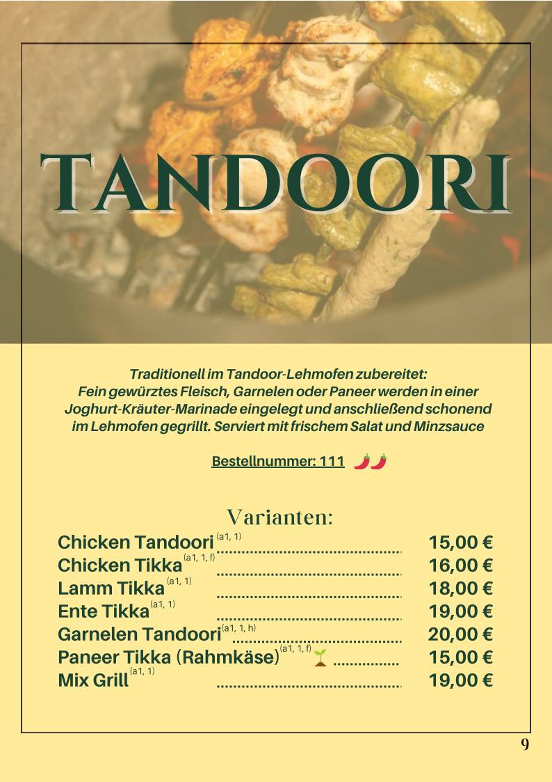 Goa (Indisches und Singapurisches Restaurant) меню
