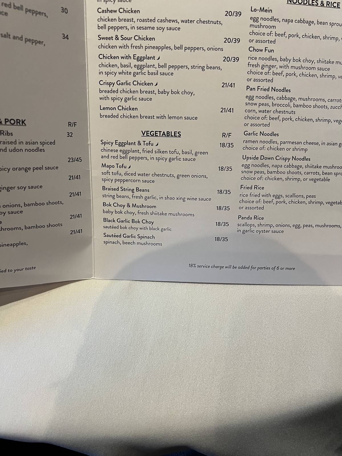 Panda Inn меню
