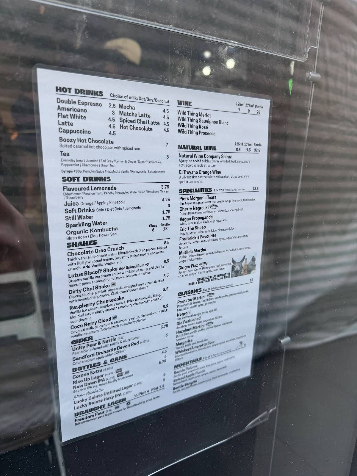 Unity Diner меню
