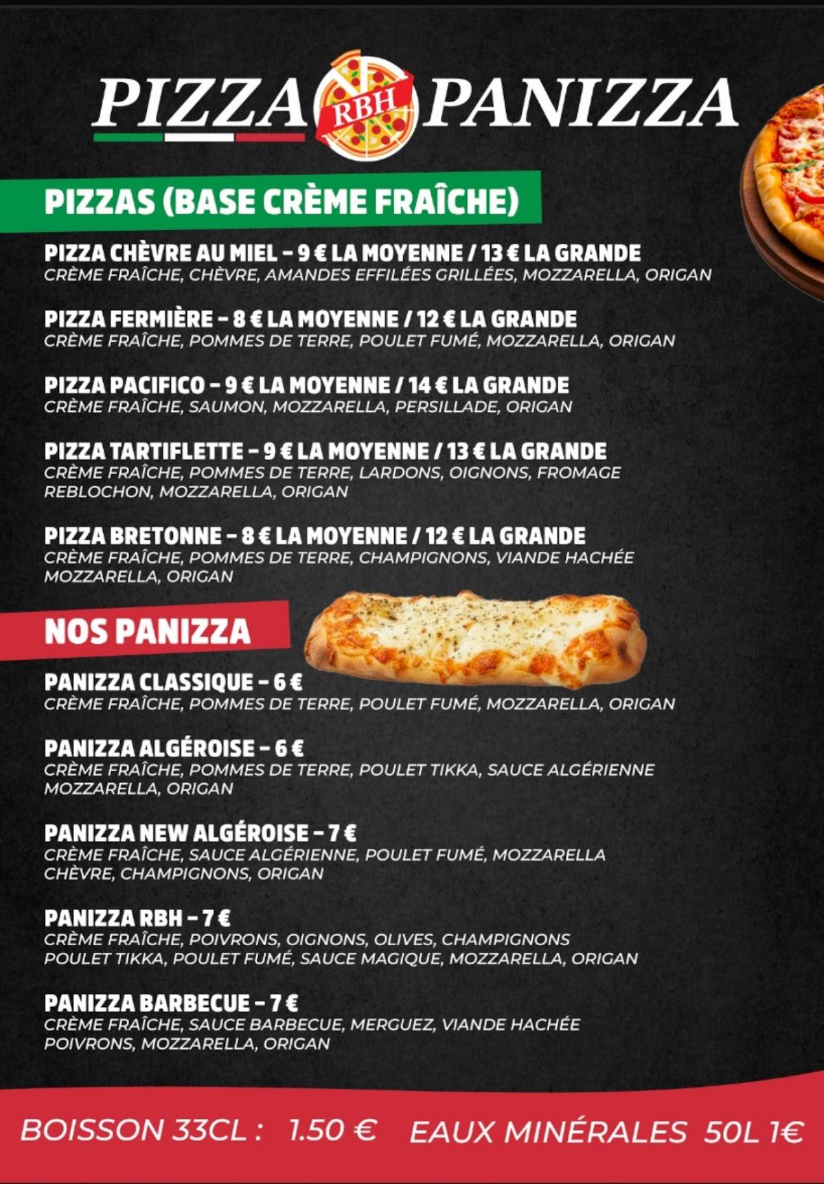 RBH pizza меню