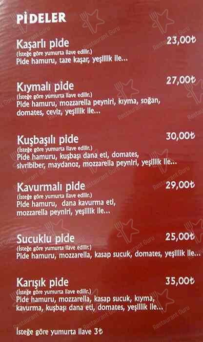 Roma Dondurmacısı меню