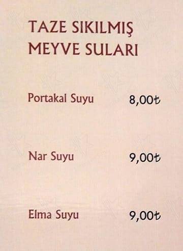 Roma Dondurmacısı меню