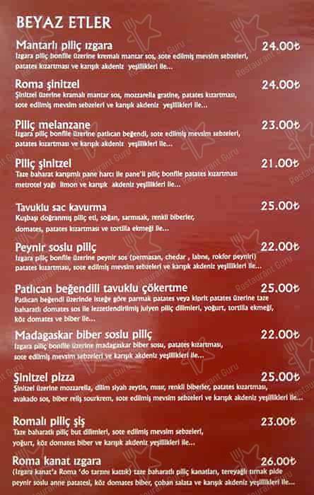 Roma Dondurmacısı меню
