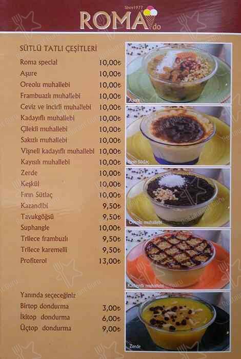 Roma Dondurmacısı меню