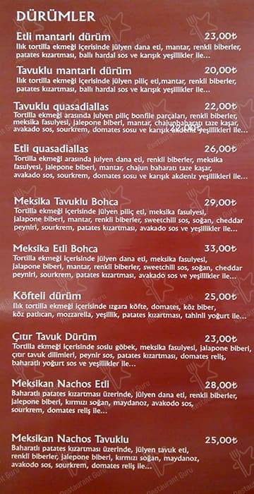 Roma Dondurmacısı меню