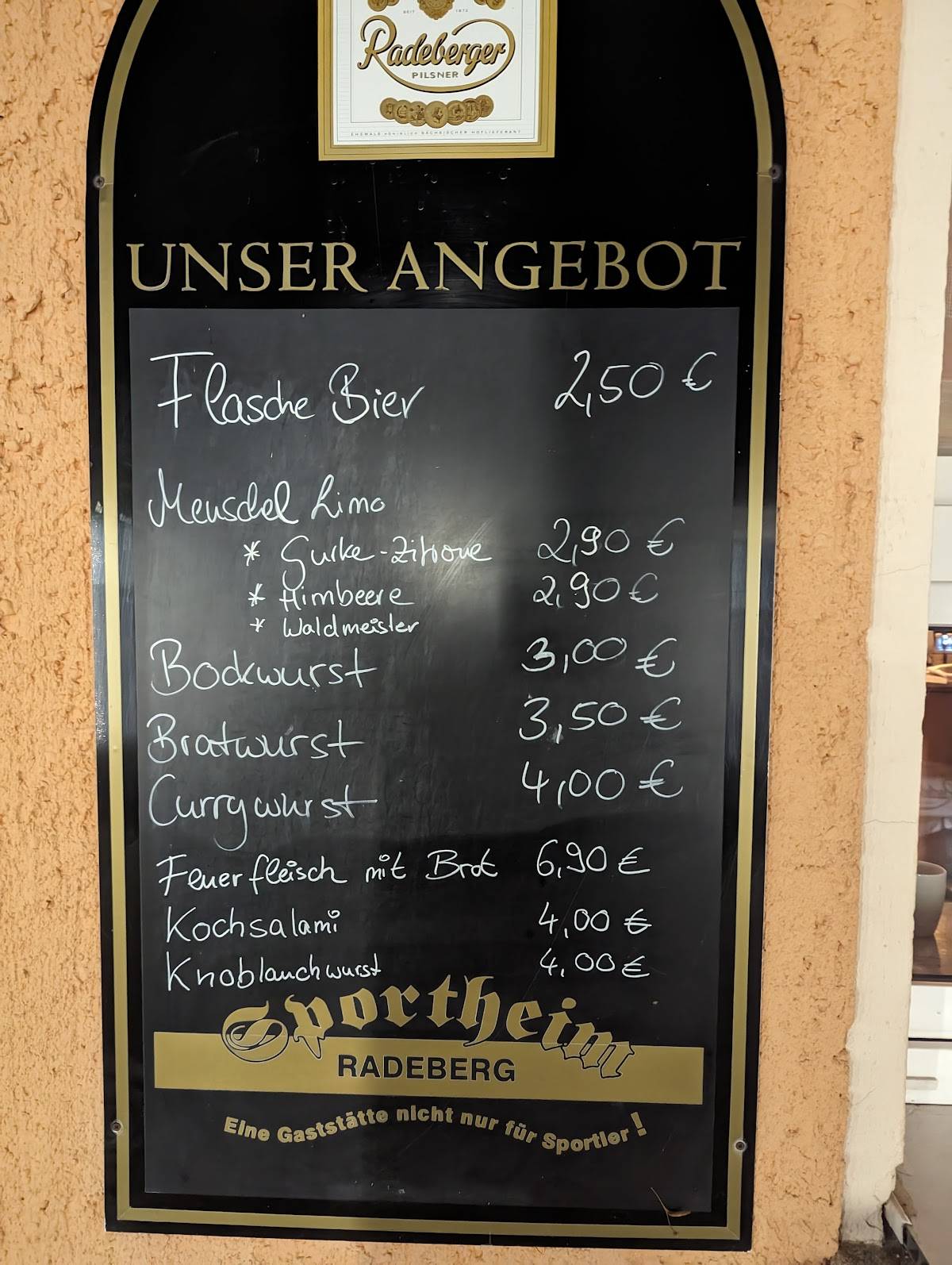 Gaststätte Sportheim меню