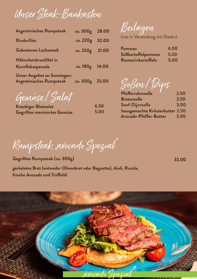 avocado restaurant меню