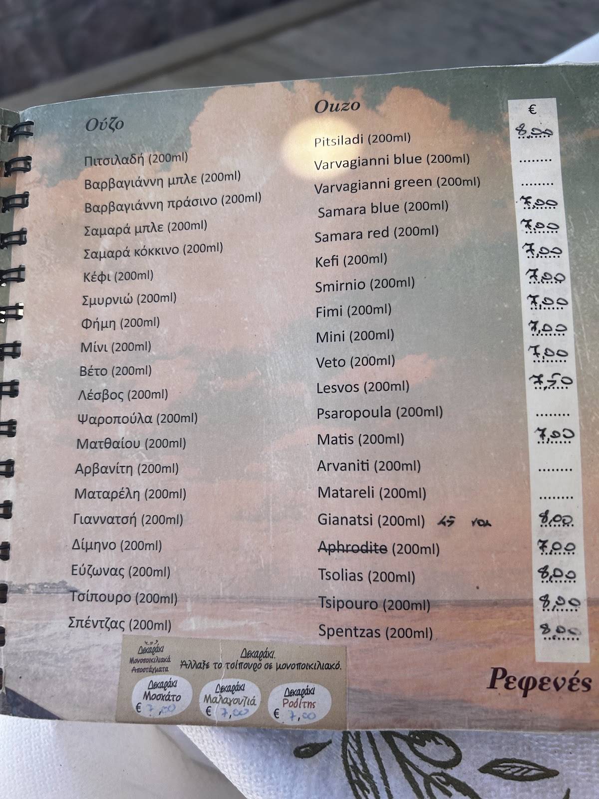 Refenes меню