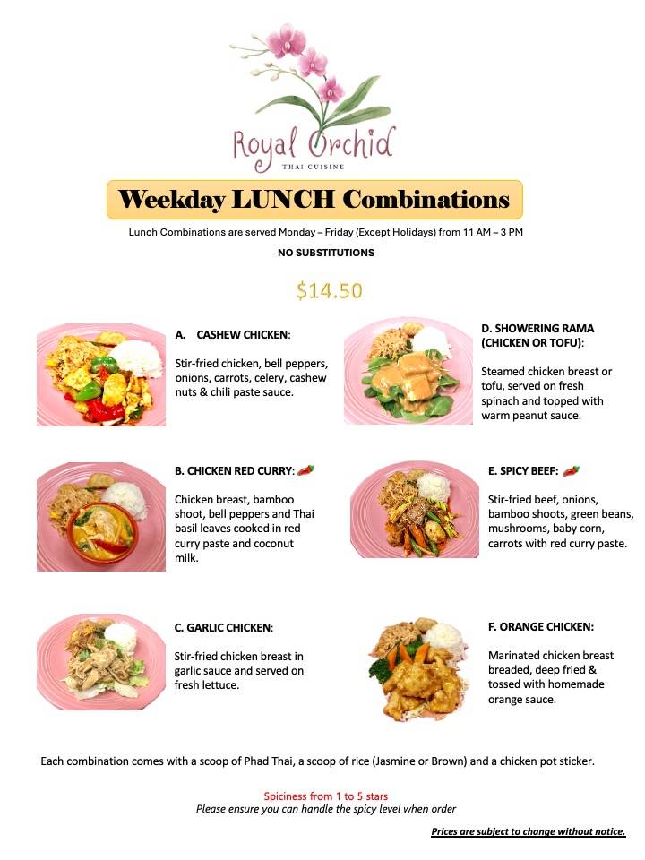 Royal Orchid Thai Cuisine меню