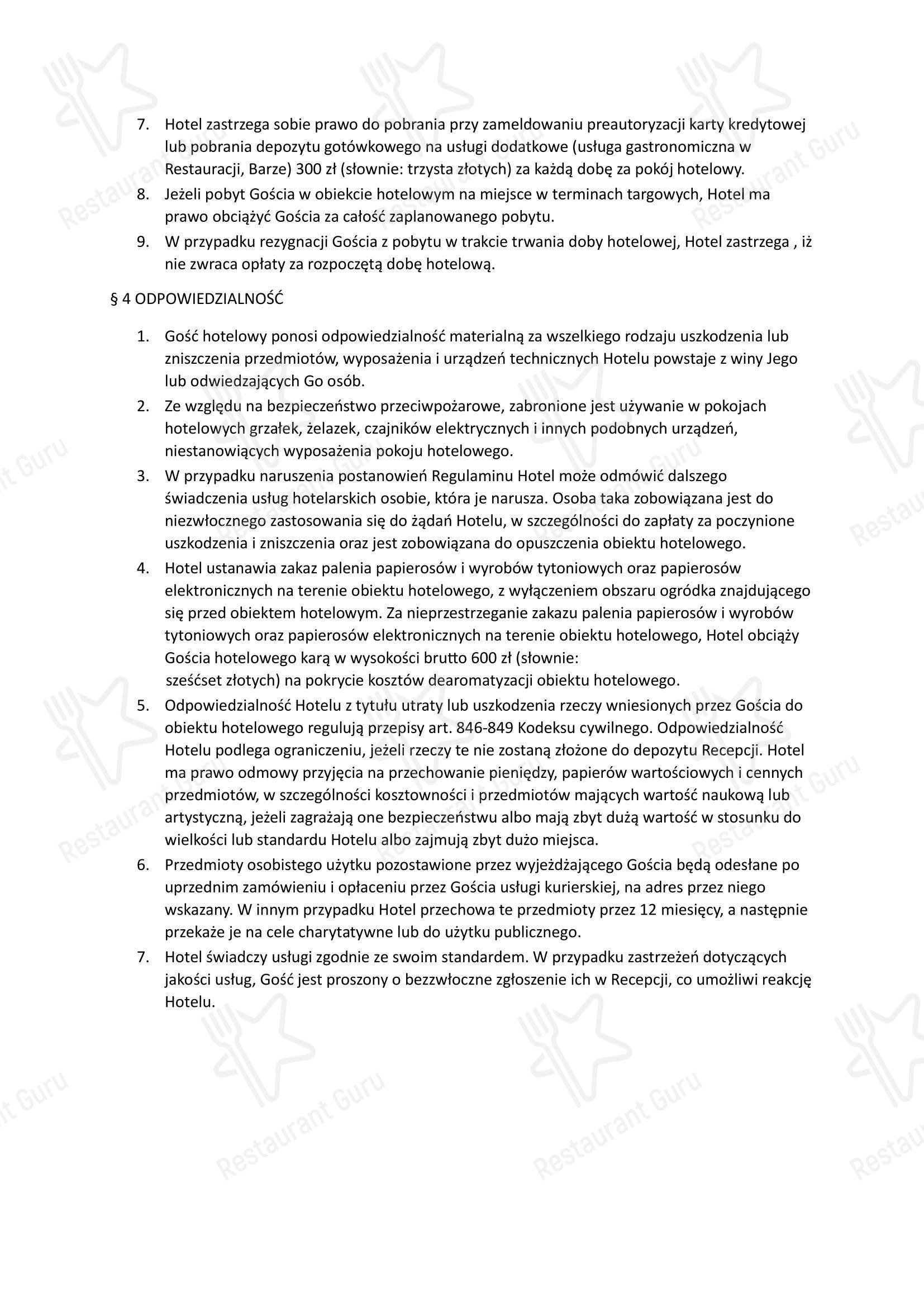 Restauracja Metropolis в Катовице - Меню