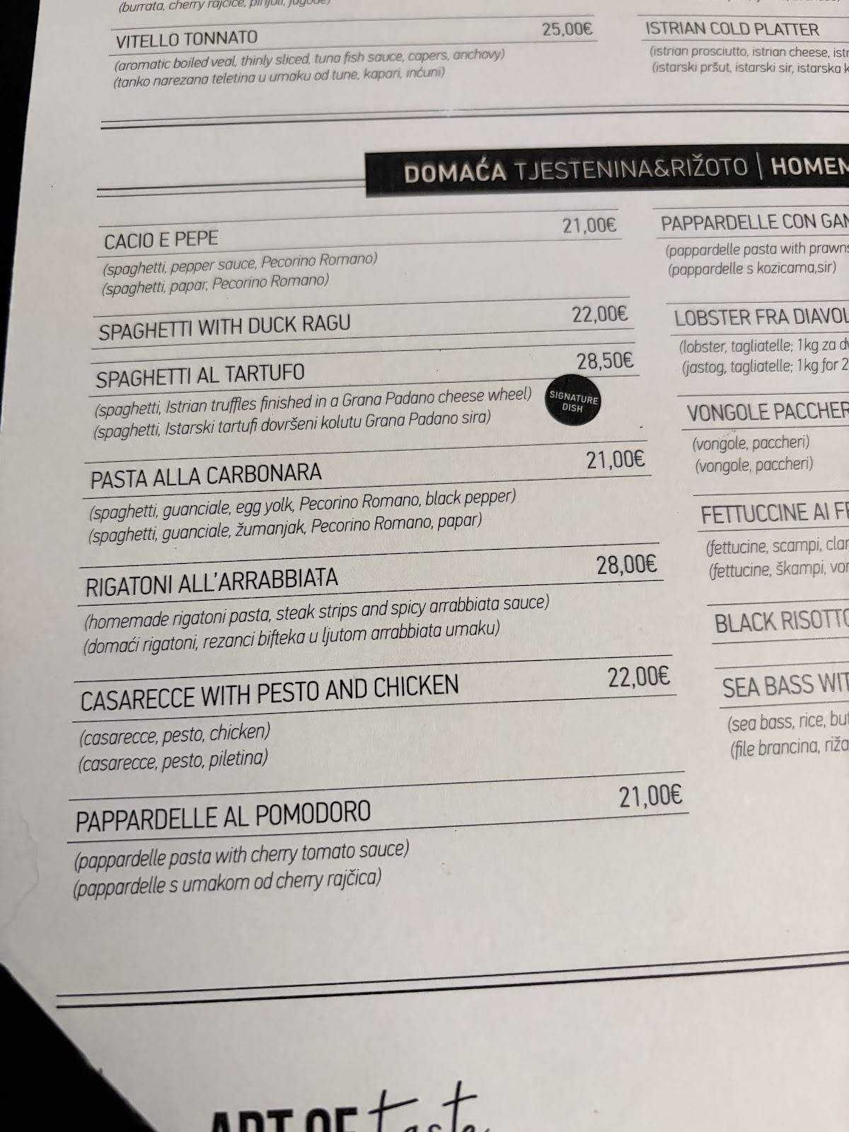 Al Dente Rovinj Riviera меню