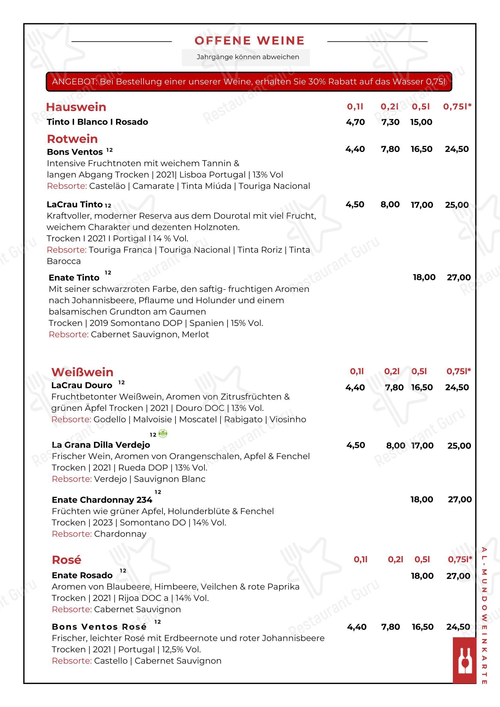 Restaurant Al-Mundo в Берлине - 菜单