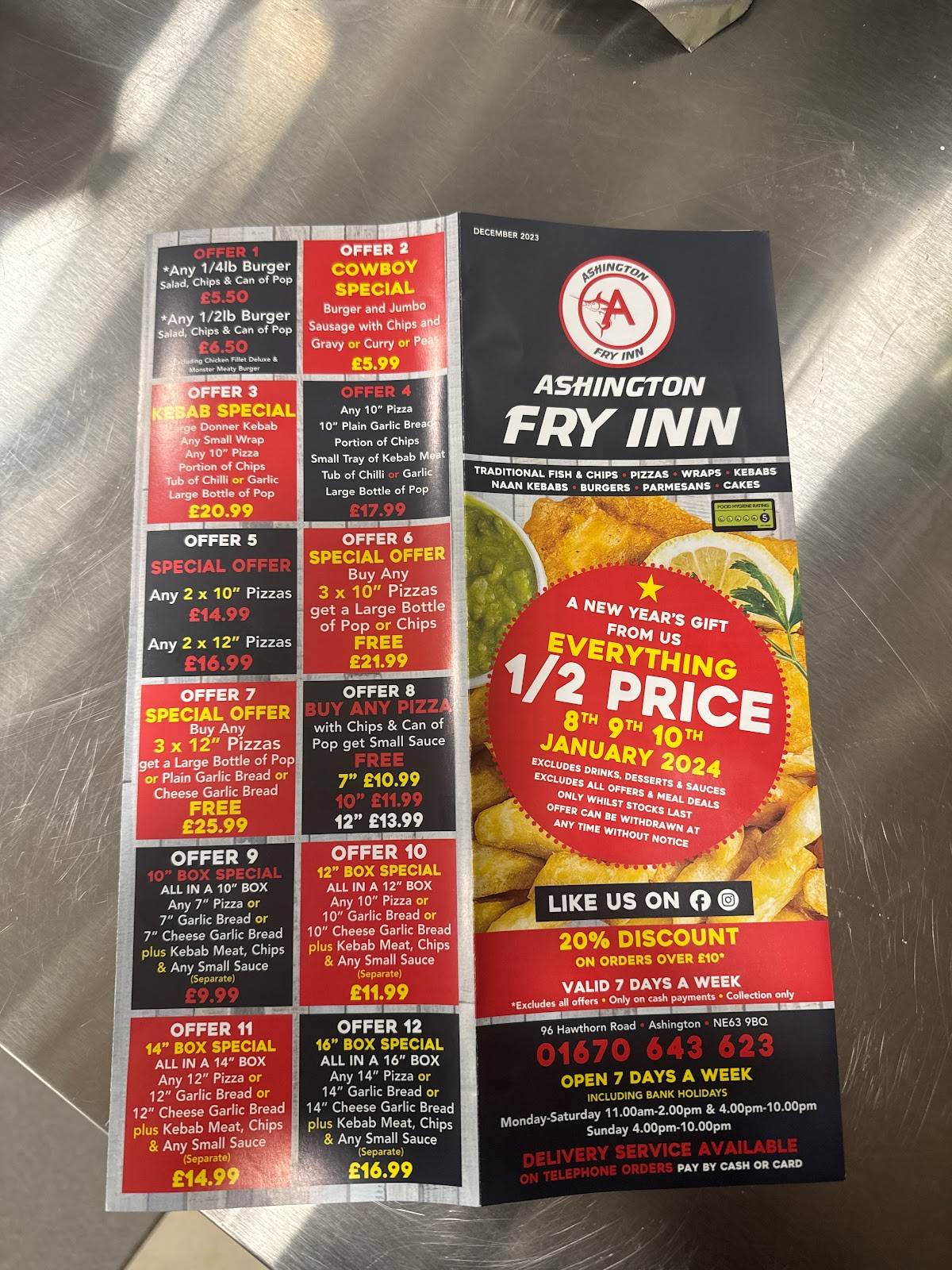 Ashington Fry Inn меню
