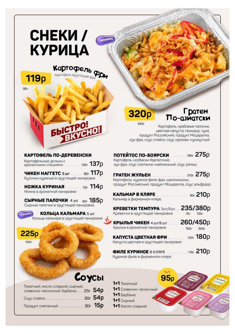Чикен Пицца меню