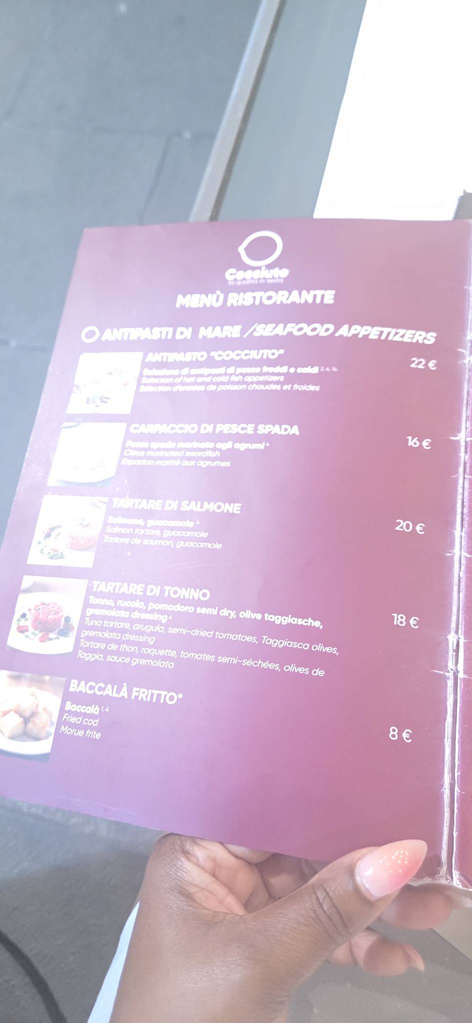 Cocciuto меню