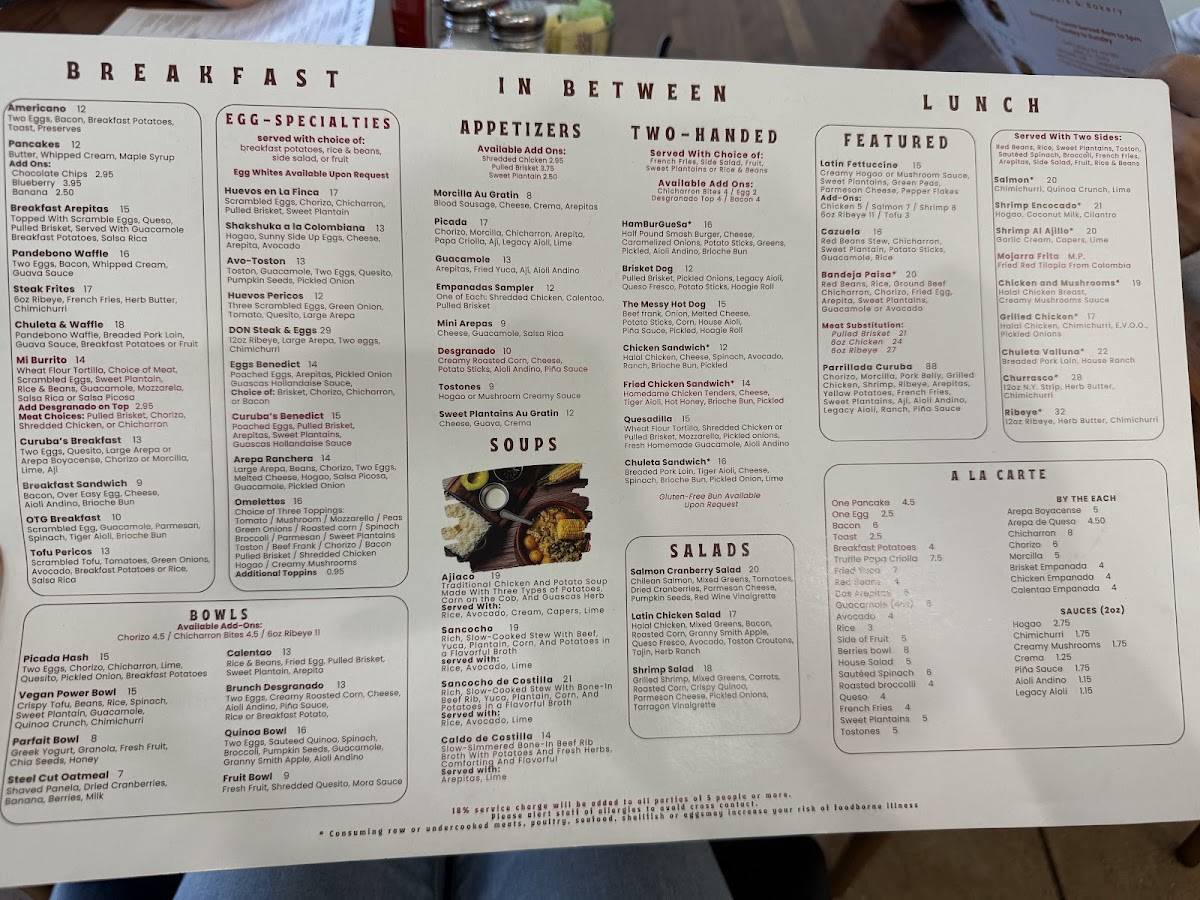 Curuba Cafe меню