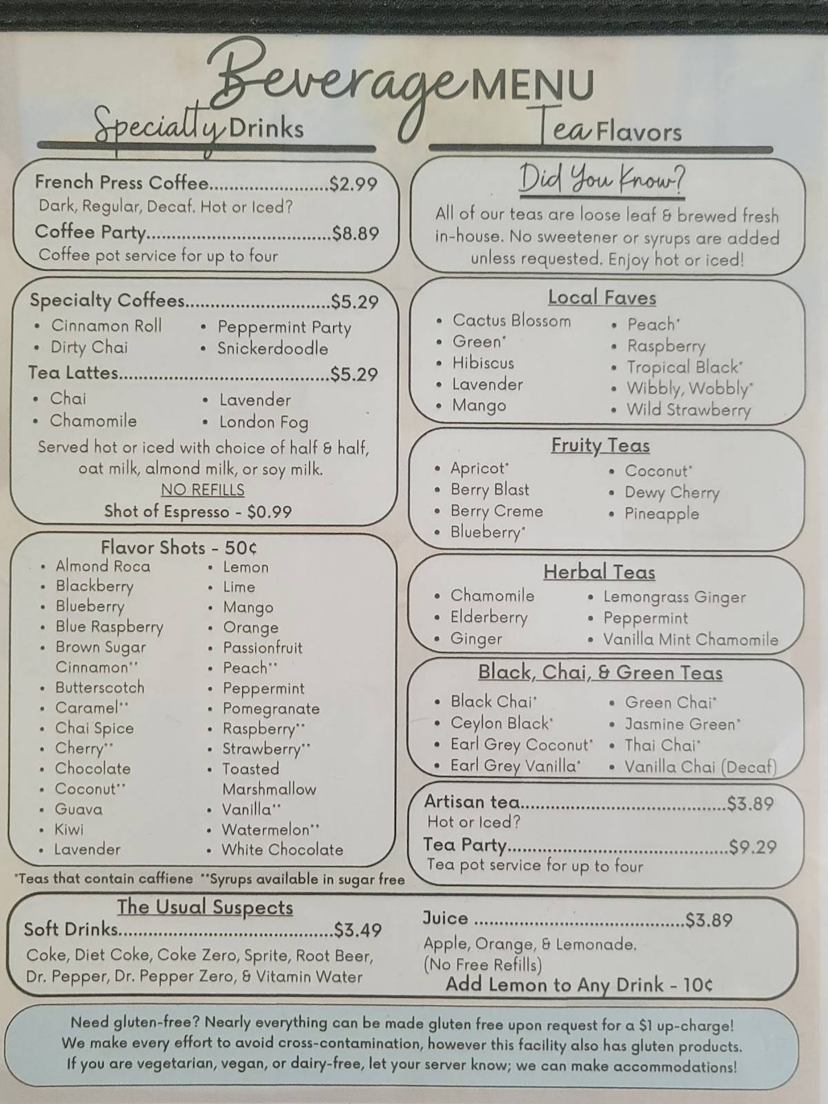 Delicious! Cafe меню