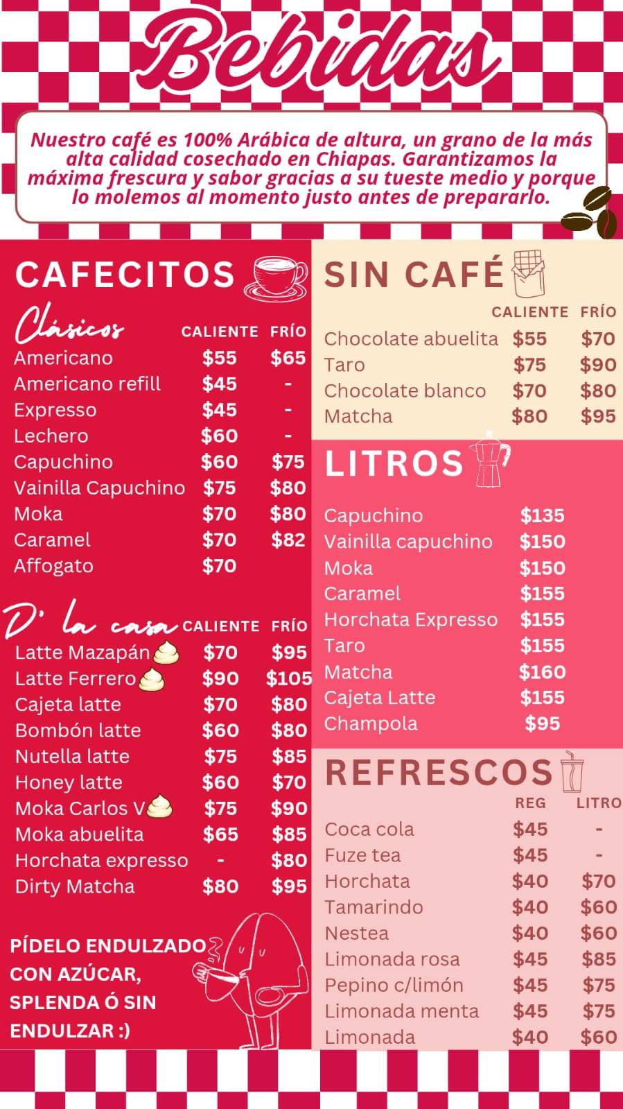 Expresso Rosa меню