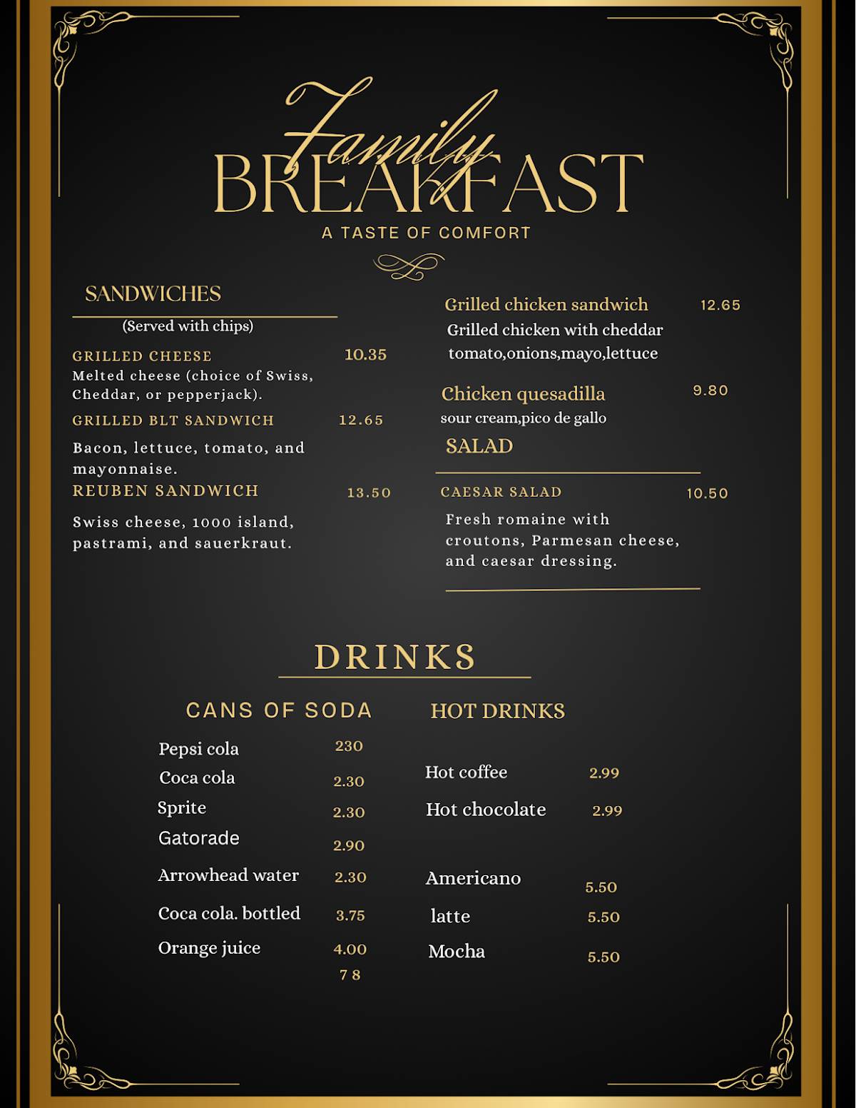 Family Breakfast меню
