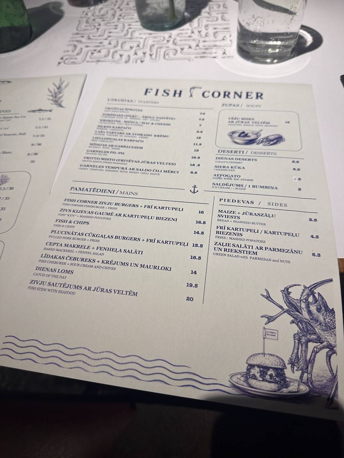 Fish Corner меню