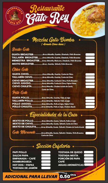 Restaurant Gato Rey меню