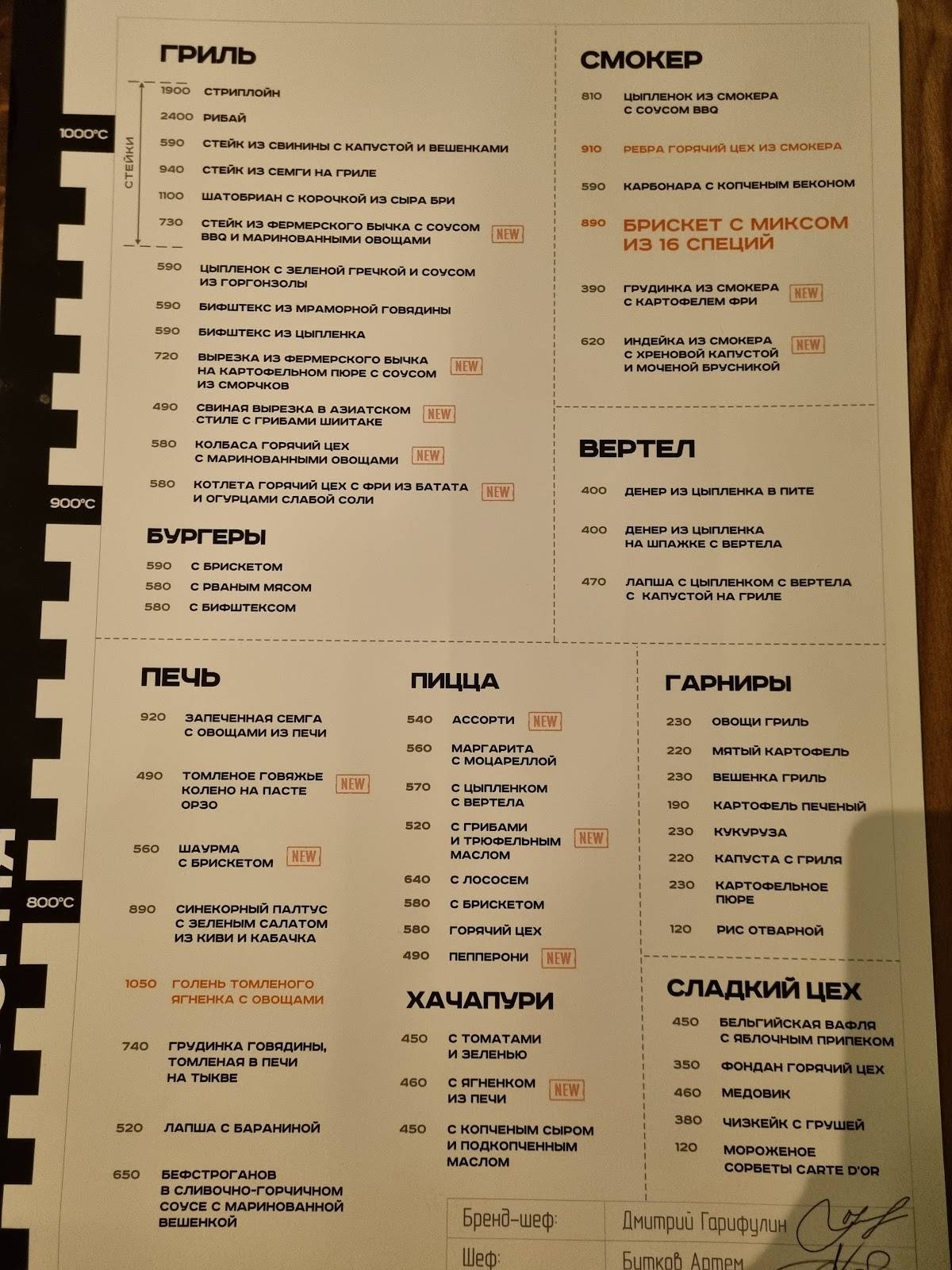 Горячий Цех меню