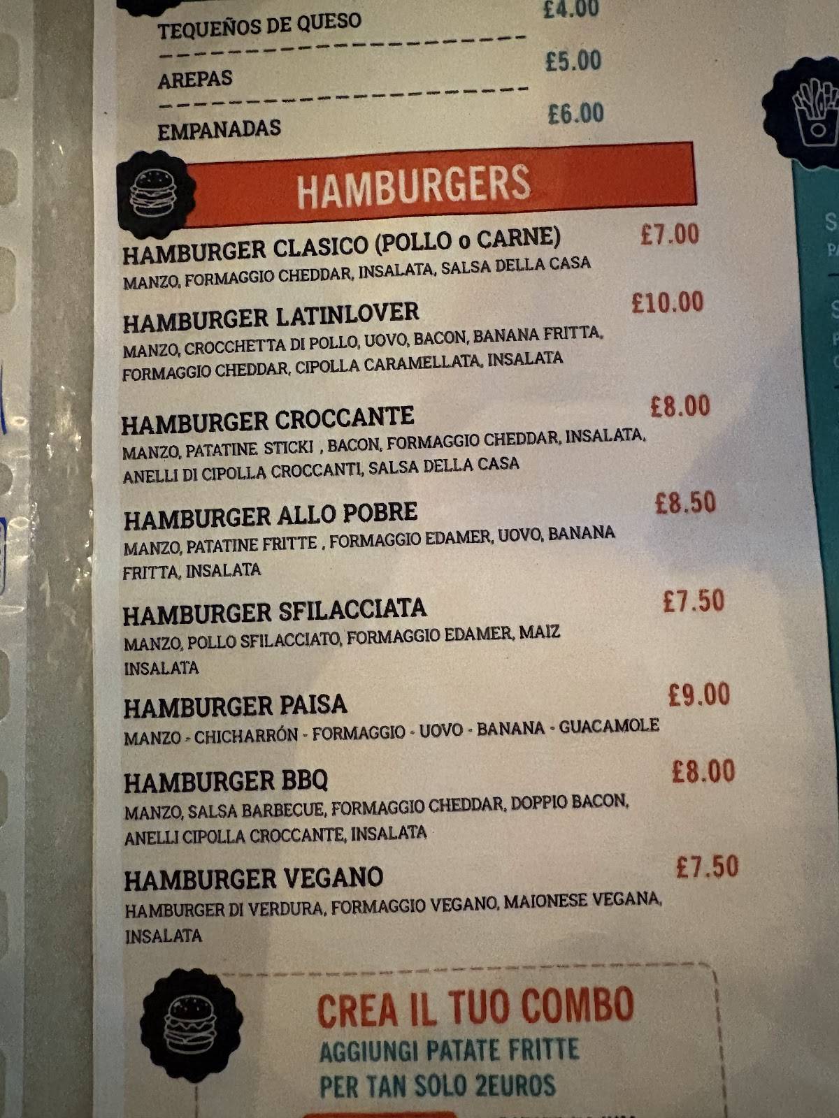 Hamburger Croccante меню