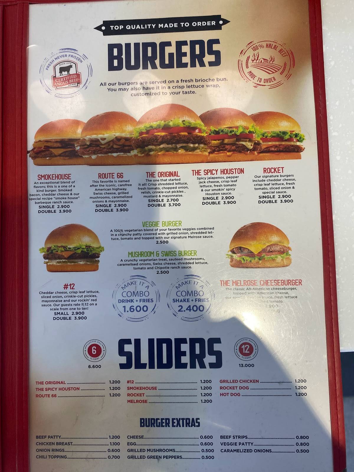 Johnny Rockets MQ меню