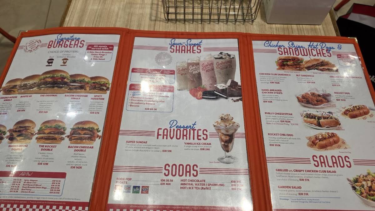 Johnny Rockets меню