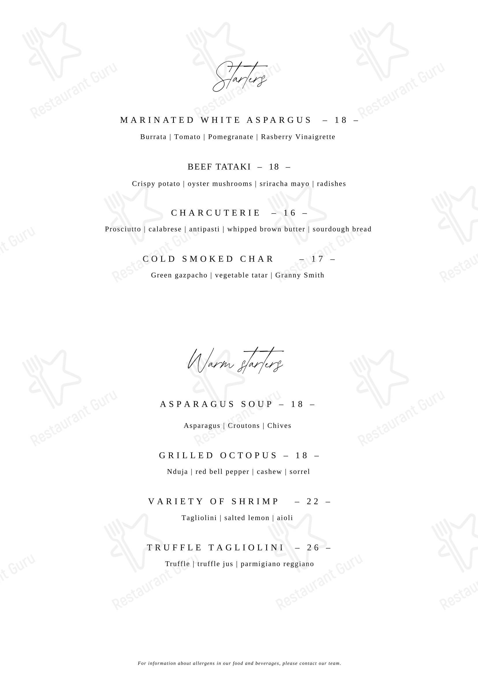 Restaurant LUCE в Лейпциге - Меню