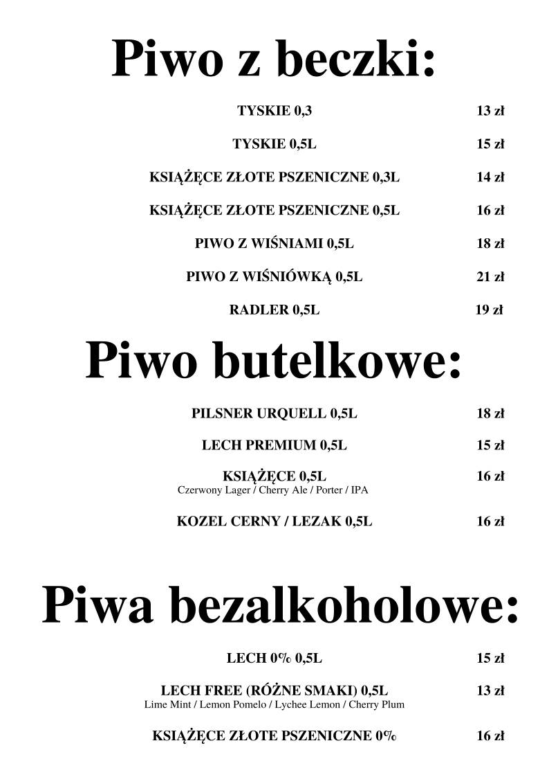 MESA меню
