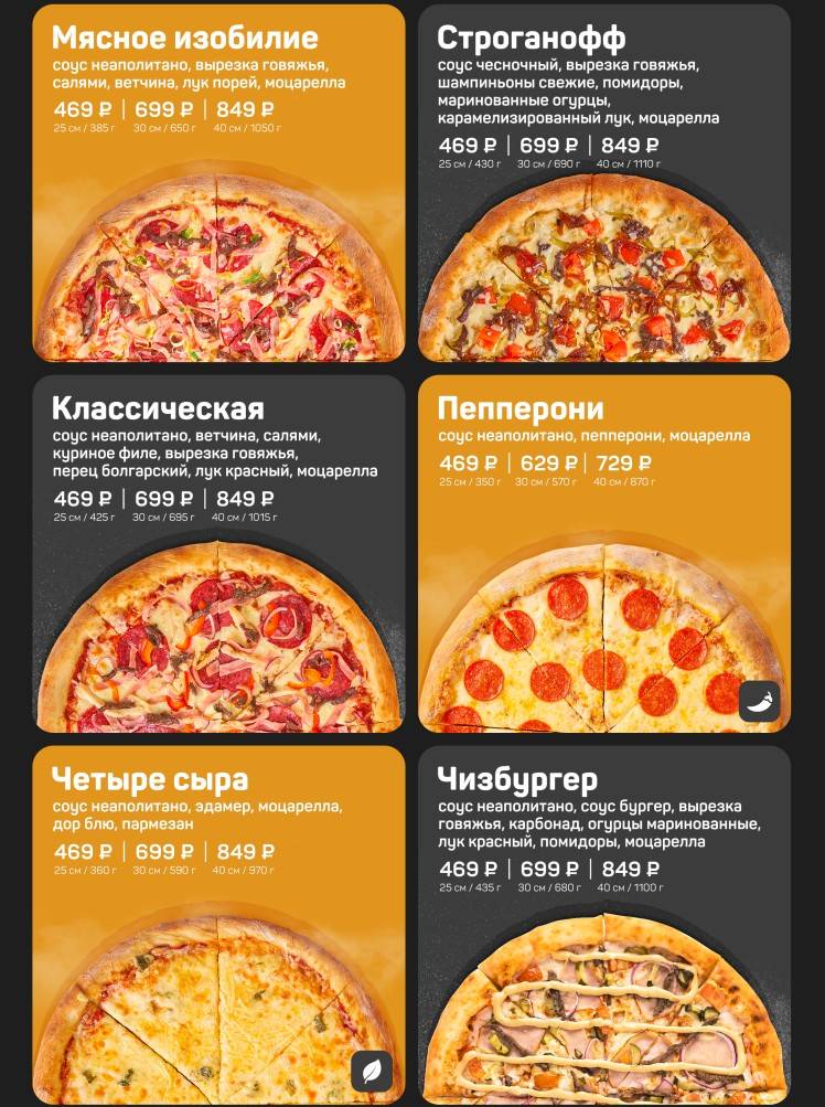 Милана меню