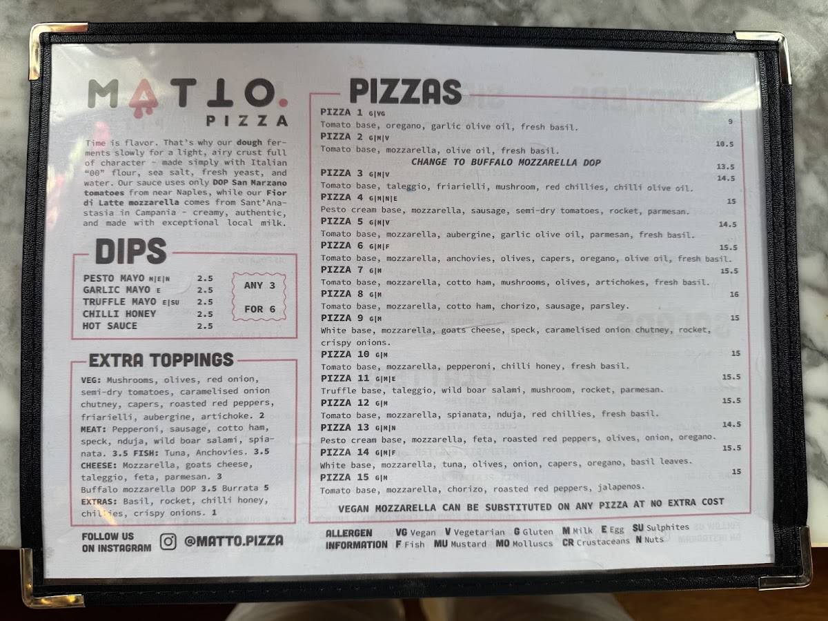 Matto Pizza меню