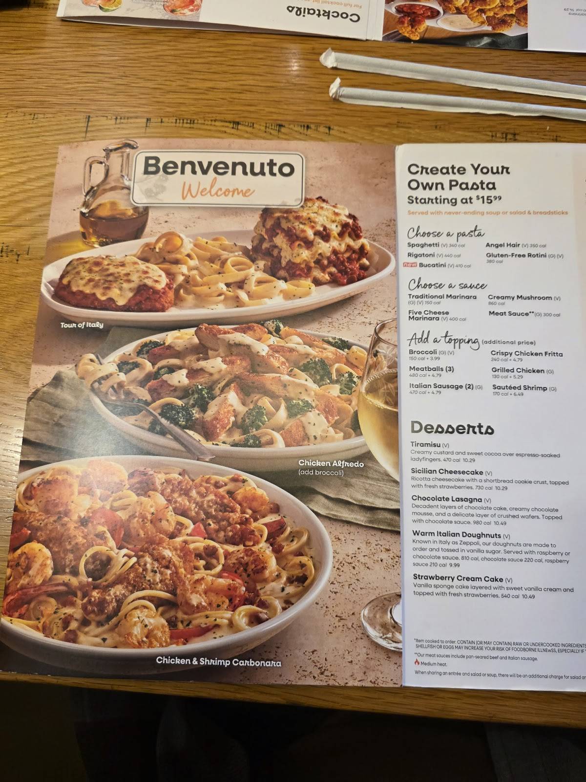 Olive Garden Italian Restaurant меню