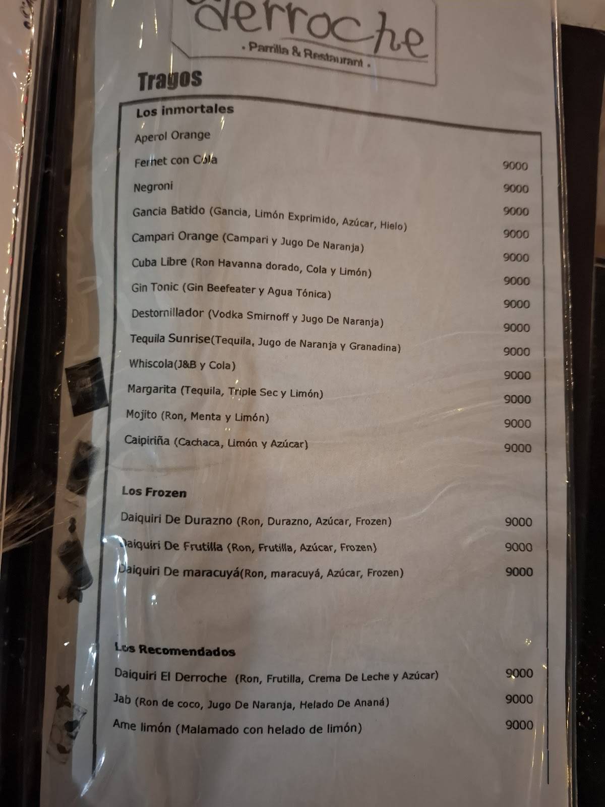 Restaurant-Parrilla "El Derroche" меню