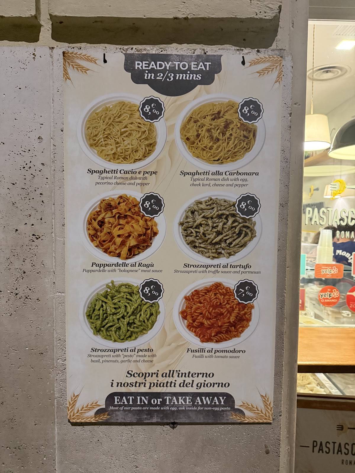 Pastasciutta меню