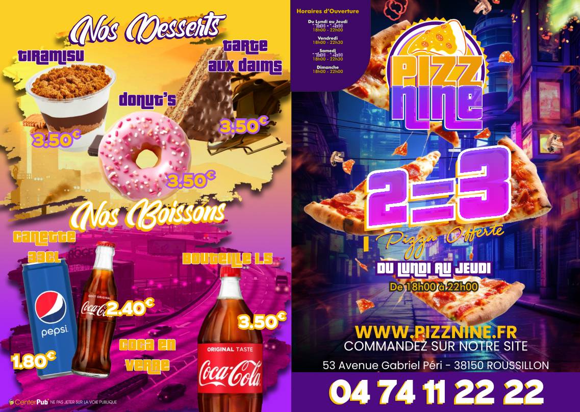 Pizz nine Roussillon меню