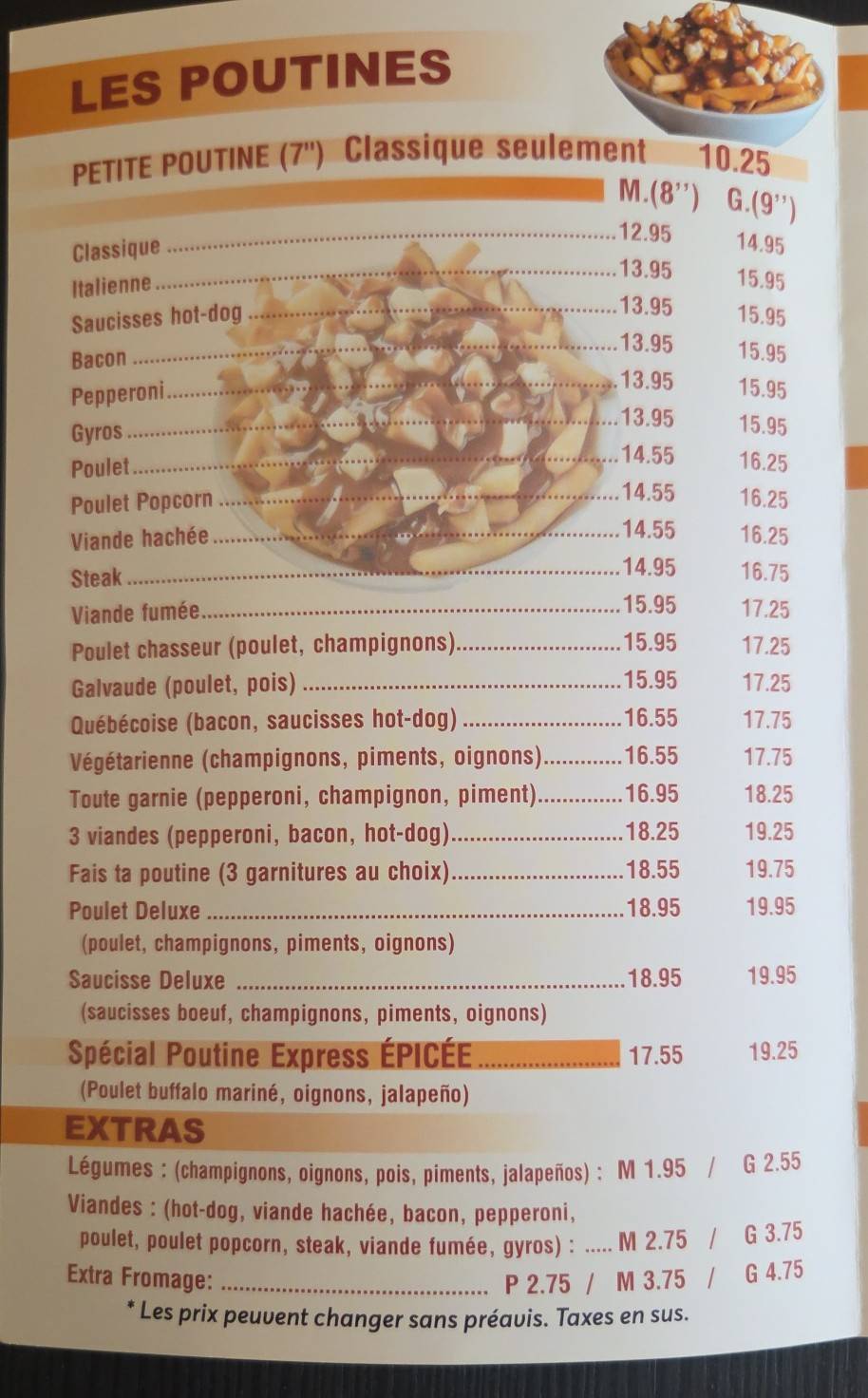 Poutine express меню