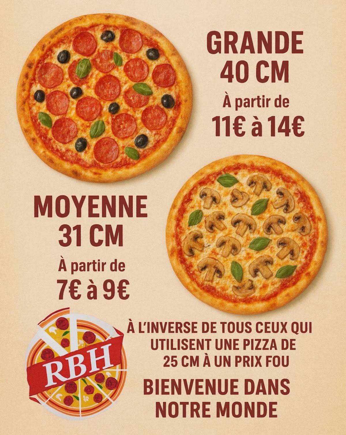 RBH pizza меню