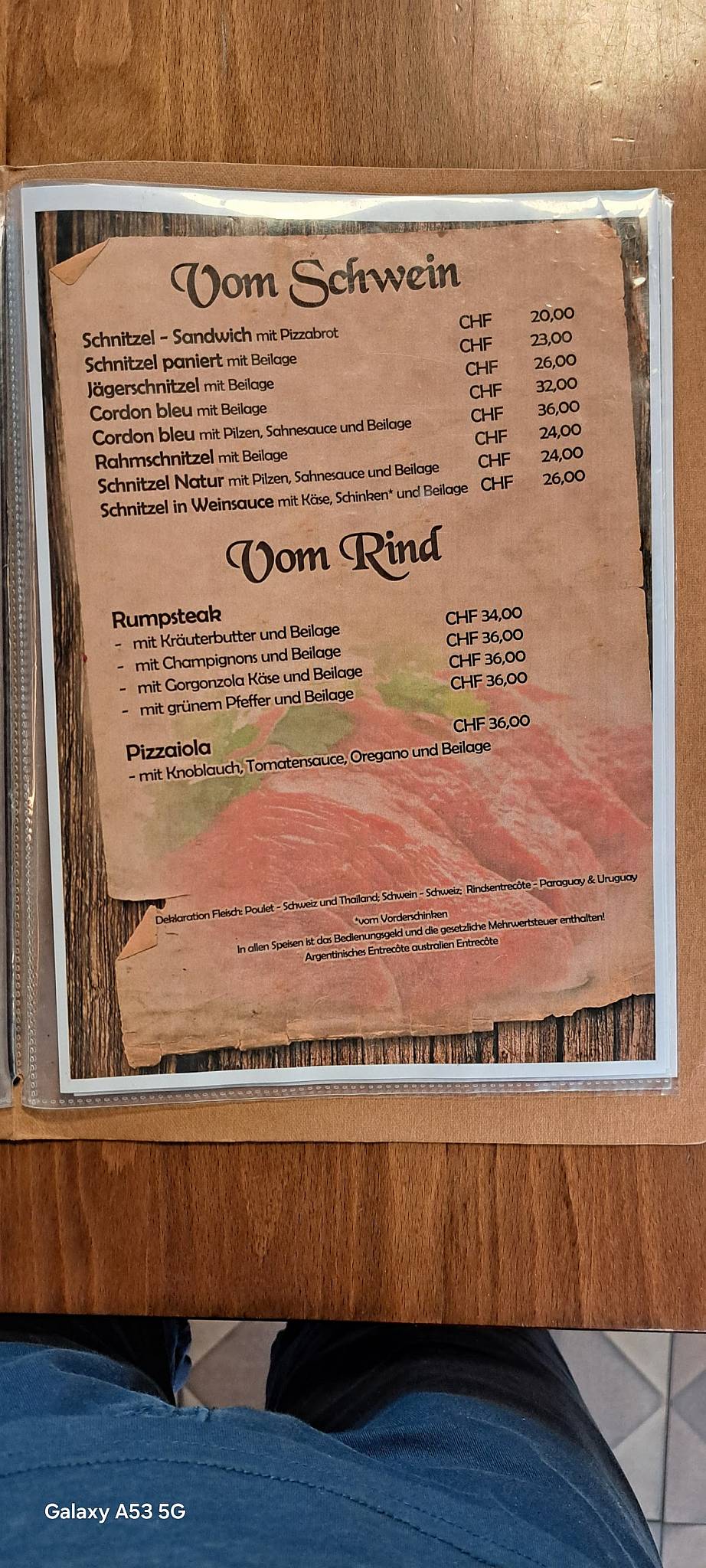 Restaurant Pizzeria Simplon Blick меню